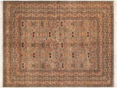 handmade Traditional Agra Green Beige Hand Knotted RECTANGLE 100% WOOL area rug 6x10